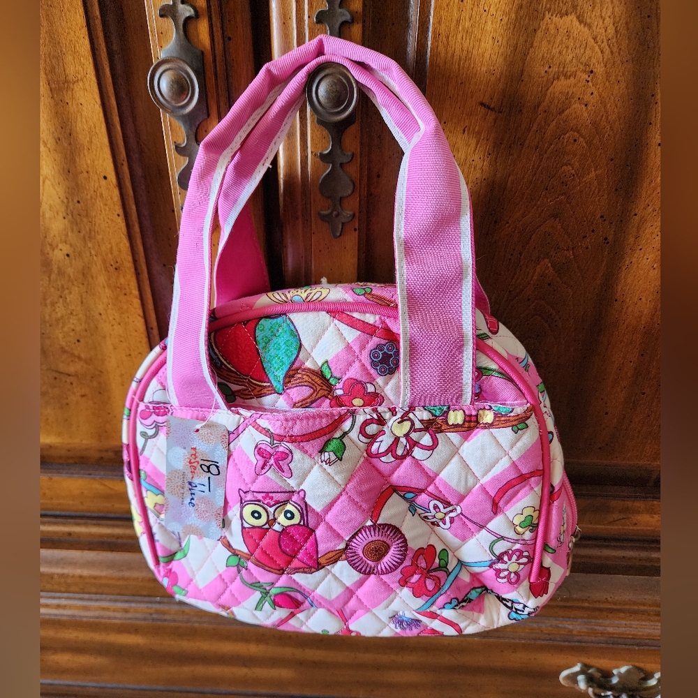 New Owl Chevron Floral Quilted Lunch Bag